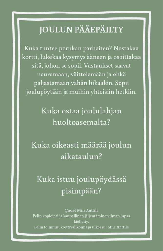 Joulun pääepäilty – hauska joulupeli koko perheelle